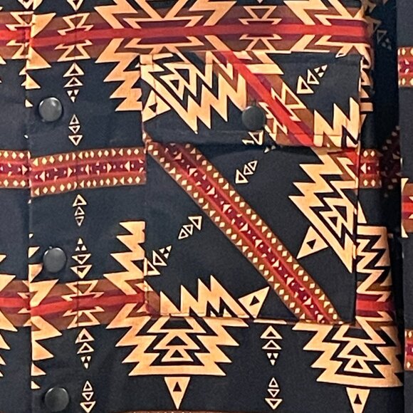 NOMAD By Craft & Flow Men's "Aztec Twill Shacket" Long Sleeve Black/Rust Size M - Picture 6 of 10